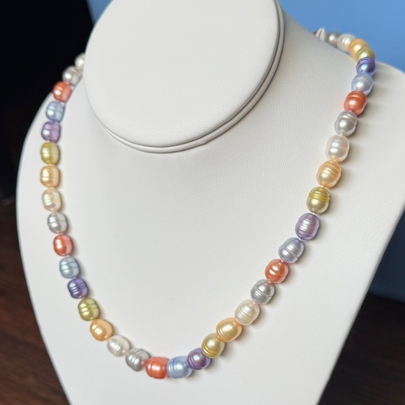 Honora 20” Multicolor Freshwater Pearl Necklace + Stretch Bracelets Sterling 925 - Picture 1 of 15